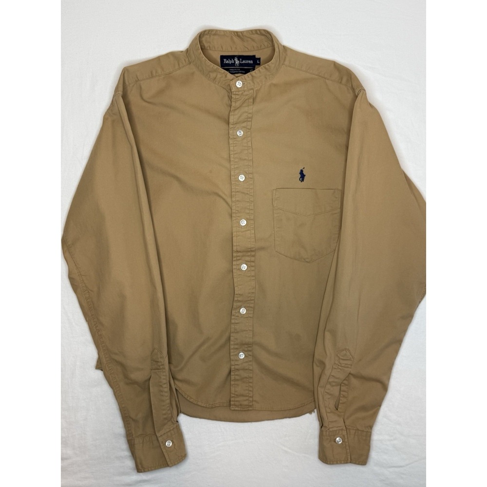 Vintage Polo Ralph Lauren Postboy Band Collar Made in USA 100% Cotton Brown L